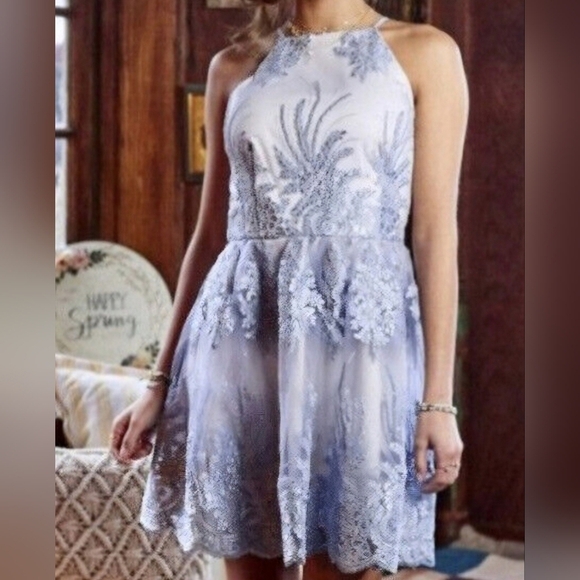 Blue size small Altar'd State dress. Blue lace overlay. EUC. - Picture 1 of 4